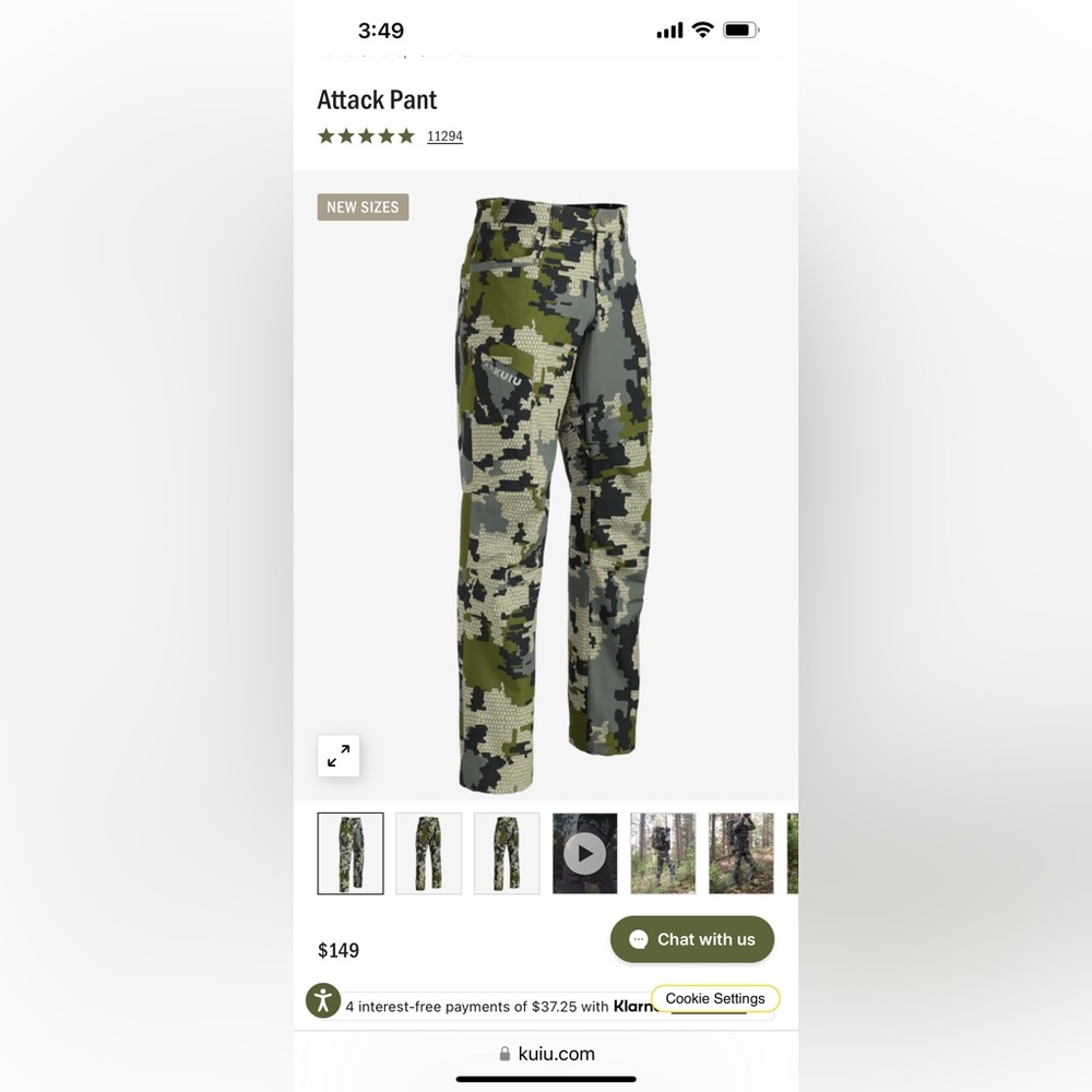 Kuiu verde boys camo pant L